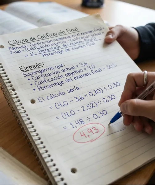 calcular la calificación que necesitas en el examen final